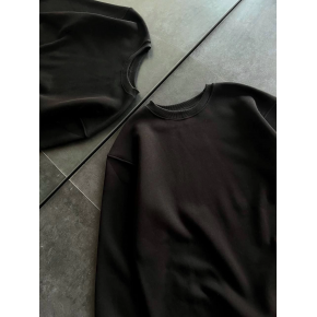 Kadın Bisiklet Yaka 3 İplik Pamuklu Basic SweatShirt - Siyah