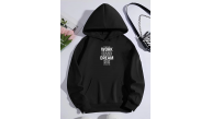 Kadın Oversize Kapüşonlu Cepli Baskılı 3 İplik Pamuklu Hoodie Sweatshirt - Siyah Kadın Oversize Kapüşonlu Cepli Baskılı 3 İplik Pamuklu Hoodie Sweatshirt - Siyah