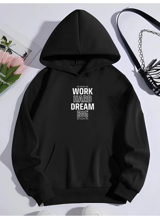Kadın Oversize Kapüşonlu Cepli Baskılı 3 İplik Pamuklu Hoodie Sweatshirt - Siyah Kadın Oversize Kapüşonlu Cepli Baskılı 3 İplik Pamuklu Hoodie Sweatshirt - Siyah