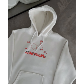Kadın Oversize Kapüşonlu Cepli Baskılı 3 İplik Pamuklu Hoodie Sweatshirt - Beyaz