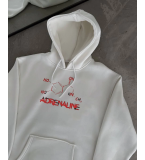 Kadın Oversize Kapüşonlu Cepli Baskılı 3 İplik Pamuklu Hoodie Sweatshirt - Beyaz