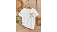Kız Çocuk Bisiklet Yaka Baskılı T-Shirt - Beyaz Kız Çocuk Bisiklet Yaka Baskılı T-Shirt - Beyaz