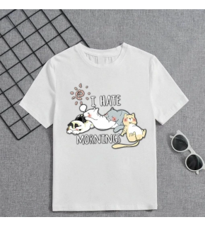 Kız Çocuk Bisiklet Yaka Baskılı T-Shirt - Beyaz