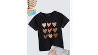 Kız Çocuk Bisiklet Yaka Baskılı T-Shirt - Siyah Kız Çocuk Bisiklet Yaka Baskılı T-Shirt - Siyah