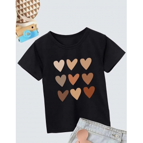 Kız Çocuk Bisiklet Yaka Baskılı T-Shirt - Siyah