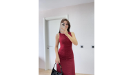 Kadın Bürümcük Kumaşlı İçi Astarlı Üzgülü Kolsuz Büzgülü Uzun Elbise - Kırmızı Kadın Bürümcük Kumaşlı İçi Astarlı Üzgülü Kolsuz Büzgülü Uzun Elbise - Kırmızı