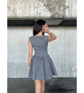 Kolsuz Mini Elbise- Gri