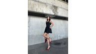 Kolsuz Mini Elbise- Siyah Kolsuz Mini Elbise- Siyah
