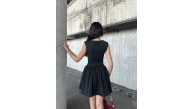 Kolsuz Mini Elbise- Siyah Kolsuz Mini Elbise- Siyah