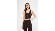 Kolsuz Sporcu Baskılı Crop - Kahve