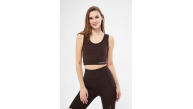 Kolsuz Sporcu Baskılı Crop - Kahve