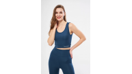 Kolsuz Sporcu Baskılı Crop - Turkuaz