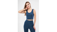 Kolsuz Sporcu Baskılı Crop - Turkuaz