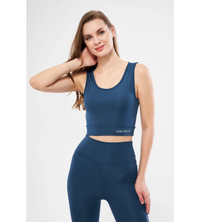 Kolsuz Sporcu Baskılı Crop - Turkuaz