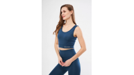 Kolsuz Sporcu Baskılı Crop - Turkuaz