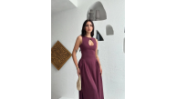 Kolsuz Uzun Kabardin Elbise - Bordo Kolsuz Uzun Kabardin Elbise - Bordo