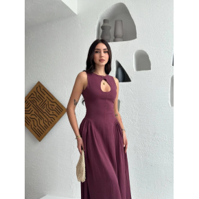 Kolsuz Uzun Kabardin Elbise - Bordo