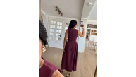 Kolsuz Uzun Kabardin Elbise - Bordo Kolsuz Uzun Kabardin Elbise - Bordo