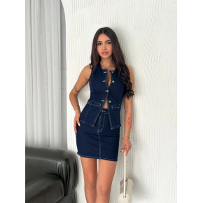 Kot Jeans Etekli ikili Takım - Lacivert