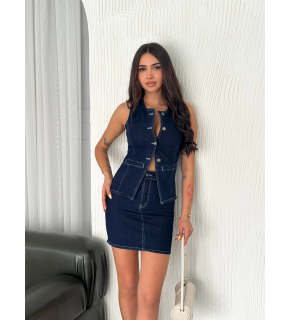 Kot Jeans Etekli ikili Takım - Lacivert