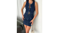 Kot Jeans Etekli ikili Takım - Lacivert Kot Jeans Etekli ikili Takım - Lacivert