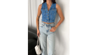Kot Jeans Kadın Yelek - Mavi Kot Jeans Kadın Yelek - Mavi