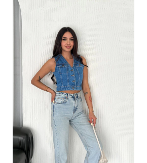 Kot Jeans Kadın Yelek - Mavi