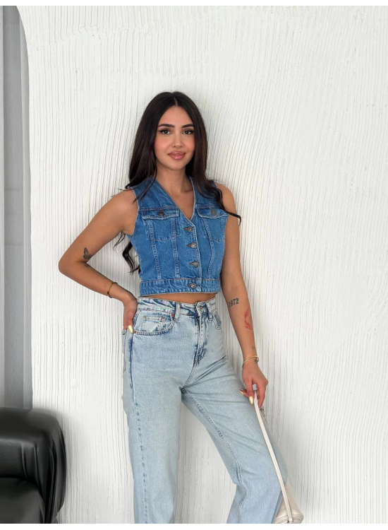 Kot Jeans Kadın Yelek - Mavi Kot Jeans Kadın Yelek - Mavi