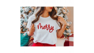 Yılbaşı Merry Christmas Baskılı Kısa Kollu Oversize Bisiklet Yaka T-shirt - Beyaz Yılbaşı Merry Christmas Baskılı Kısa Kollu Oversize Bisiklet Yaka T-shirt - Beyaz
