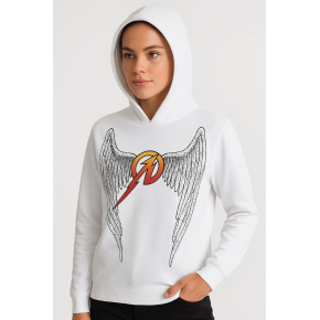 Metallica İki İplik Kapüşonlu Ön ve Arka Baskılı hoodie - Beyaz