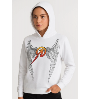 Metallica İki İplik Kapüşonlu Ön ve Arka Baskılı hoodie - Beyaz