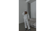 Kadın Nakış İşlemeli 3 İplik Pamuklu Sweat Alt-Üst Takım- Beyaz Kadın Nakış İşlemeli 3 İplik Pamuklu Sweat Alt-Üst Takım- Beyaz