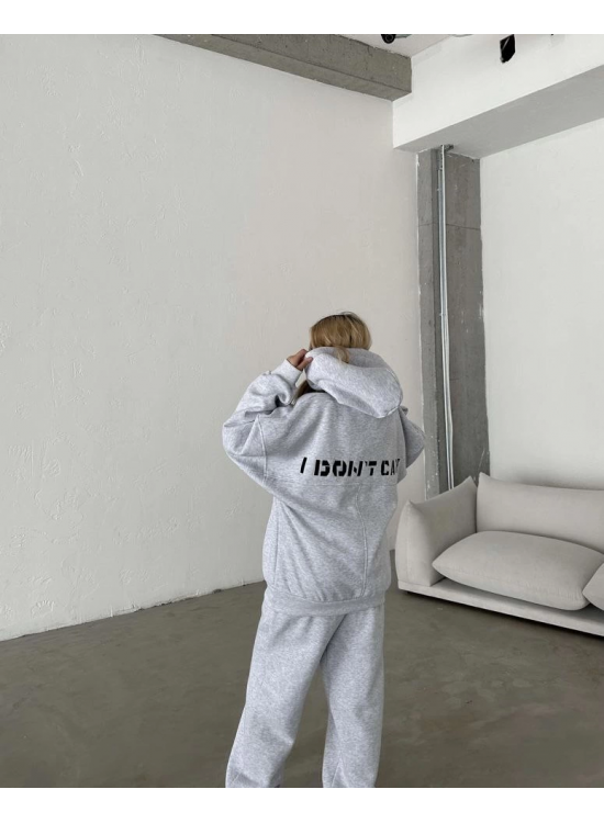 Kadın Nakış İşlemeli 3 İplik Pamuklu Sweat Alt-Üst Takım- Gri Kadın Nakış İşlemeli 3 İplik Pamuklu Sweat Alt-Üst Takım- Gri