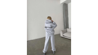 Kadın Nakış İşlemeli 3 İplik Pamuklu Sweat Alt-Üst Takım- Gri Kadın Nakış İşlemeli 3 İplik Pamuklu Sweat Alt-Üst Takım- Gri