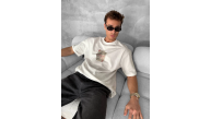 ERKEK Tişört Kısa kol Ön ve Arka Baskılı Oversize Bisiklet Yaka T-Shirt - Beyaz ERKEK Tişört Kısa kol Ön ve Arka Baskılı Oversize Bisiklet Yaka T-Shirt - Beyaz