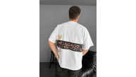 Erkek T-Shirt Ön ve Arka Baskılı Oversize Bisiklet Yaka tişort - Beyaz Erkek T-Shirt Ön ve Arka Baskılı Oversize Bisiklet Yaka tişort - Beyaz