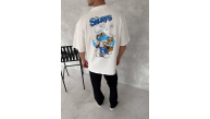 Erkek Ön ve Arka Baskılı T-Shirt Kısa Kol Bisiklet Yaka Regular Fit Tişört -  Beyaz