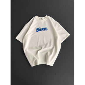 Erkek Ön ve Arka Baskılı T-Shirt Kısa Kol Bisiklet Yaka Regular Fit Tişört -  Beyaz