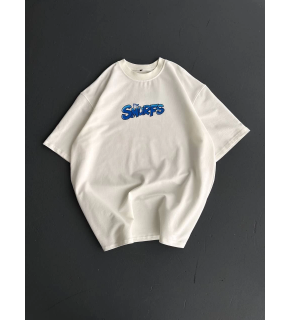 Erkek Ön ve Arka Baskılı T-Shirt Kısa Kol Bisiklet Yaka Regular Fit Tişört -  Beyaz