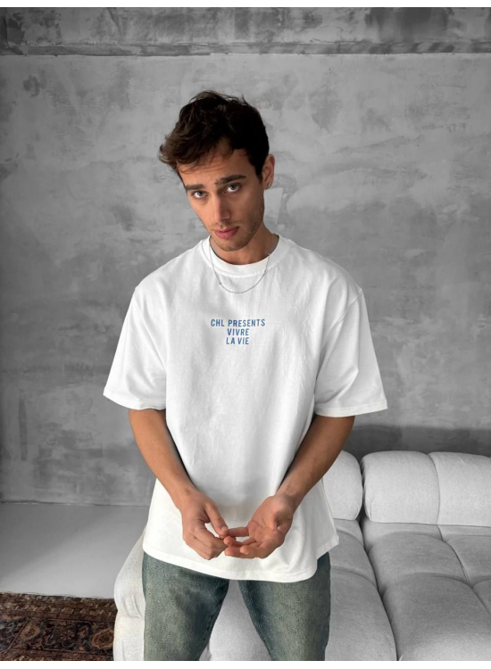 Erkek Ön ve Arka Baskılı T-Shirt Kısa Kol Bisiklet Yaka Regular Fit Tişört - Beyaz Erkek Ön ve Arka Baskılı T-Shirt Kısa Kol Bisiklet Yaka Regular Fit Tişört - Beyaz