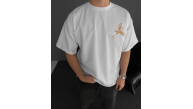 Erkek T-Shirt Ön ve Arka Baskılı Oversize Bisiklet Yaka tişort - Beyaz Erkek T-Shirt Ön ve Arka Baskılı Oversize Bisiklet Yaka tişort - Beyaz