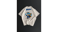 Erkek Ön ve Arka Baskılı T-Shirt Kısa Kol Bisiklet Yaka Regular Fit Tişört -  Beyaz