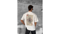 ERKEK Tişört Kısa kol Ön ve Arka Baskılı Oversize Bisiklet Yaka T-Shirt - Beyaz ERKEK Tişört Kısa kol Ön ve Arka Baskılı Oversize Bisiklet Yaka T-Shirt - Beyaz