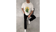 Erkek Kısa Kol Yazlık Tişört Bisiklet Yaka Baskılı Oversize T-Shirt - Beyaz Erkek Kısa Kol Yazlık Tişört Bisiklet Yaka Baskılı Oversize T-Shirt - Beyaz