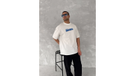 Erkek Ön ve Arka Baskılı T-Shirt Kısa Kol Bisiklet Yaka Regular Fit Tişört -  Beyaz