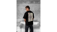ERKEK Tişört Kısa Kol Ön ve Arka Baskılı Oversize Bisiklet Yaka T-shirt - Siyah ERKEK Tişört Kısa Kol Ön ve Arka Baskılı Oversize Bisiklet Yaka T-shirt - Siyah