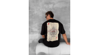ERKEK Tişört Kısa Kol Ön ve Arka Baskılı Oversize Bisiklet Yaka T-shirt - Siyah ERKEK Tişört Kısa Kol Ön ve Arka Baskılı Oversize Bisiklet Yaka T-shirt - Siyah