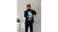 Erkek Ön ve Arka Baskılı T-Shirt Kısa Kol Bisiklet Yaka Regular Fit Tişört - Siyah Erkek Ön ve Arka Baskılı T-Shirt Kısa Kol Bisiklet Yaka Regular Fit Tişört - Siyah