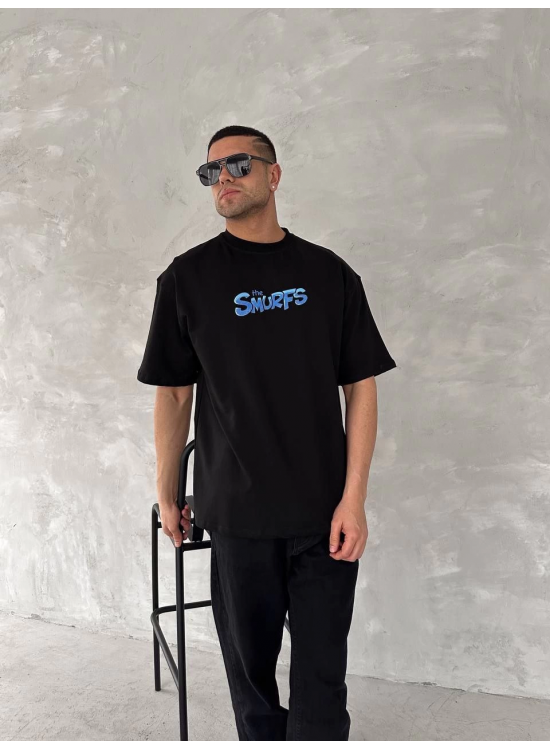 Erkek Ön ve Arka Baskılı T-Shirt Kısa Kol Bisiklet Yaka Regular Fit Tişört - Siyah Erkek Ön ve Arka Baskılı T-Shirt Kısa Kol Bisiklet Yaka Regular Fit Tişört - Siyah