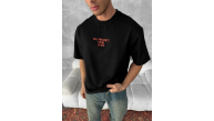 Erkek Ön ve Arka Baskılı T-Shirt Kısa Kol Bisiklet Yaka Regular Fit Tişört - Siyah Erkek Ön ve Arka Baskılı T-Shirt Kısa Kol Bisiklet Yaka Regular Fit Tişört - Siyah